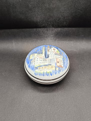 Набор винтажный - кружка немецкая пивная и шкатулка Lubero / R.Nock &quot;Почетный дар муниципалитета Офтерсхайм&quot; с изображением города, кружка 18 см (0.5 л), шкатулка - 13.5 см, фарфор, Германия, 1970-80гг.