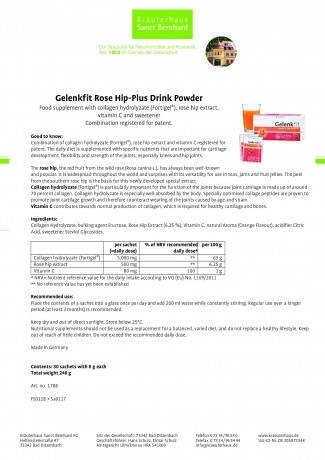 Krauterhaus Sanct Bernhardt Gelenkfit Rose Hip-Plus Drink Powder, 240 г