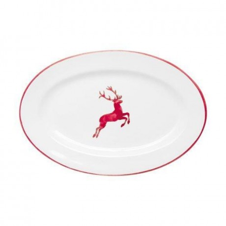 Gmundner Keramik Gmundner Keramik Rubinroter Hirsch Platte oval mit Fahne Gourmet 21x14x2,1 cm Тарелка Gmundner Ceramics Ruby Red Deer овальная с флажком Gourmet 21x14x2,1 см
