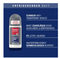 Hidrofugal Deo Roll-on Men Frisch & Stark, Гидрофугал Шариковый Дезодорант для мужчин с свежим ароматом, 50 мл