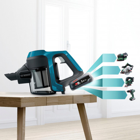 BOSCH BOSCH Akku-Stielstaubsauger Unlimited Serie 6, schwarz, BKS6111P, beutellos, 18V Power for ALL Akku, inkl. Mobelpinsel  Беспроводной пылесос BOSCH Unlimited Series 6, черный, BKS6111P, без мешка, аккумулятор 18 В Power for ALL, включая мебельную щет