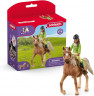 Schleich Horse Club 42542 Игровой набор Сара и Мистери (Германия), фигурка наездницы, лошадь арабская кобыла, седло, уздечка, шлем, ручная роспись, от 5 лет