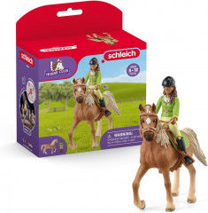 Schleich Horse Club 42542 Игровой набор Сара и Мистери (Германия), фигурка наездницы, лошадь арабская кобыла, седло, уздечка, шлем, ручная роспись, от 5 лет