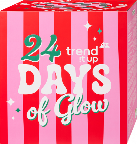 trend !t up Days of Glow Adventskalender 2026, 24 Ueberraschungen, trend !t up Адвент-календарь Days of Glow 2026: 18 косметических позиций и 6 групп аксессуаров, 24 подарка