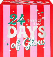 trend !t up Days of Glow Adventskalender 2026, 24 Ueberraschungen, trend !t up Адвент-календарь Days of Glow 2026: 18 косметических позиций и 6 групп аксессуаров, 24 подарка