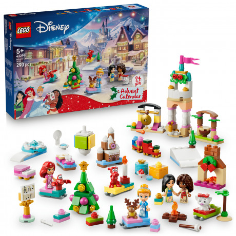 LEGO Disney Princess Adventskalender 2026 43298, LEGO Disney Princess адвент-календарь 2026 с Ариэль, Золушкой, Моаной, Мулан и мини-моделями, 290 деталей, от 5 лет