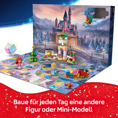 LEGO Disney Princess Adventskalender 2026 43298, LEGO Disney Princess адвент-календарь 2026 с Ариэль, Золушкой, Моаной, Мулан и мини-моделями, 290 деталей, от 5 лет