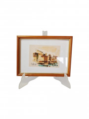 Картина винтажная "Флоренция, вид на мост" / худ. А.Сукуллиа, в раме, 19,5 х 15 см, Италия, 1994 год.