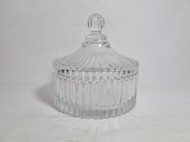Емкость для хранения винтажная Mikasa Diamond Fire с крышкой, хрусталь, 16 см, Германия, 1970-80гг.
