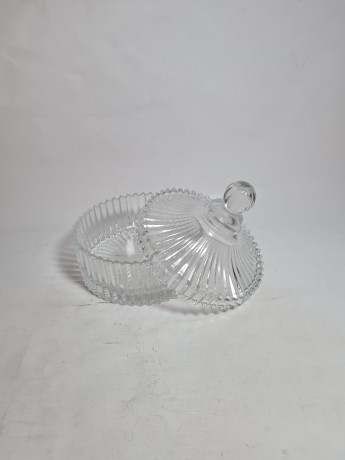 Емкость для хранения винтажная Mikasa Diamond Fire с крышкой, хрусталь, 16 см, Германия, 1970-80гг.