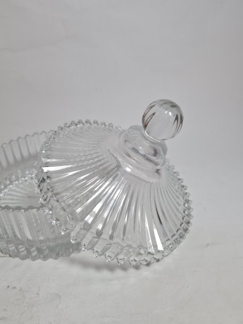 Емкость для хранения винтажная Mikasa Diamond Fire с крышкой, хрусталь, 16 см, Германия, 1970-80гг.