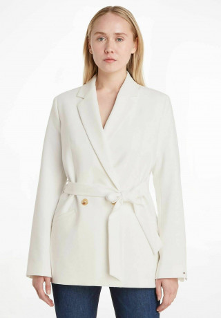 Tommy Hilfiger BELTED Short coat ecru ПОЯС Короткое пальто экрю