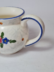 Кувшин винтажный Schramberg с ярким цветочным декором и синим кантом, керамика, Германия, 1950-60гг.