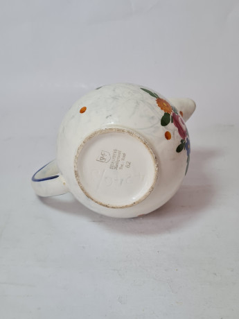 Кувшин винтажный Schramberg с ярким цветочным декором и синим кантом, керамика, Германия, 1950-60гг.