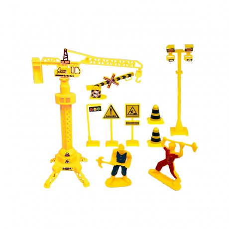 Debuy Verkehrsschilder fur Baufahrzeuge Zubehor fur Kranturme Beschilderung und Ornamente Plastic Pull Back Car Set Spielzeug Дорожные знаки для строительной техники