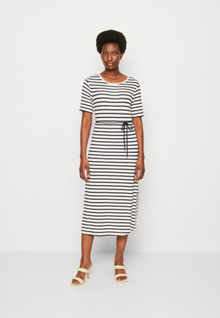 Tommy Hilfiger STRIPE MIDI Jersey dress white/desert sky ПОЛОСКА МИДИ Платье из джерси белое/пустынное небо