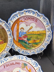 Тарелки декоративные винтажные Bassano / Коллекция &quot;Времена года&quot;, 4 шт., керамика, 24.5 см, Италия, 1960-70гг.