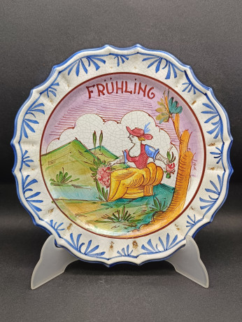 Тарелки декоративные винтажные Bassano / Коллекция "Времена года", 4 шт., керамика, 24.5 см, Италия, 1960-70гг.