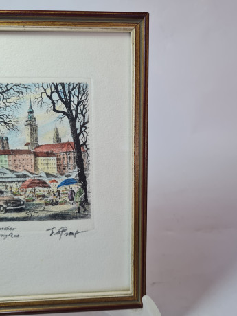 Картина в деревянной раме винтажная "Галерея Отто", 19 x 14,5 x 1,5 см, Германия, 1970-80гг.