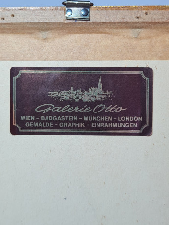 Картина в деревянной раме винтажная "Галерея Отто", 19 x 14,5 x 1,5 см, Германия, 1970-80гг.