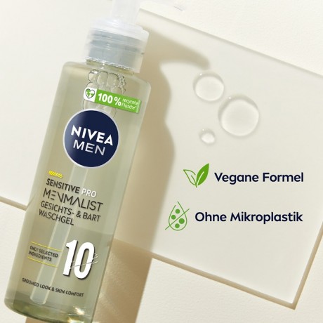 Nivea Sensitive Pro Menmalist Gesicht- Und Bart Waschgel Гель для мытья лица и бороды Sensitive Pro Menmalist