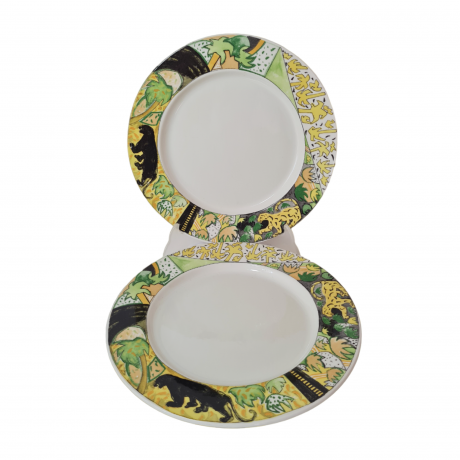 Тарелки винтажные Mercantile с ярким африканским мотивом, керамика, 27 см, 2 шт., Италия, 1960-70гг.