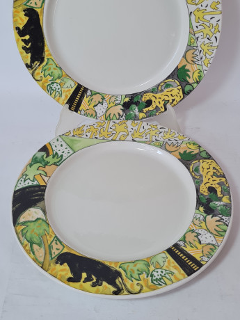 Тарелки винтажные Mercantile с ярким африканским мотивом, керамика, 27 см, 2 шт., Италия, 1960-70гг.