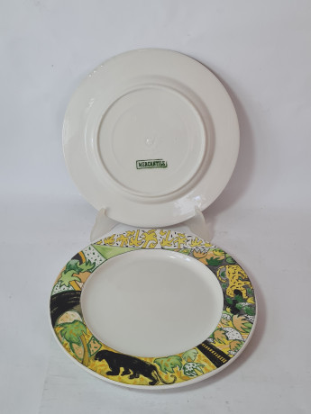 Тарелки винтажные Mercantile с ярким африканским мотивом, керамика, 27 см, 2 шт., Италия, 1960-70гг.