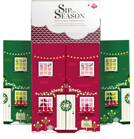 English Tea Shop Bio Tee Winterhaus Adventskalender, чайный адвент-календарь-домик, 28 пирамидок, 10 вкусов