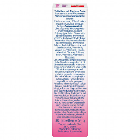 Doppelherz Aktiv-Meno Soja-Isoflavone + Calcium + D3, 30 Tabletten, 52,1 g, Комплекс для женщин в период менопаузы с изофлавонами сои, кальцием и витамином D3 для поддержания костей, 30 таблеток, 52,1 г