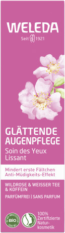 WELEDA Glaettende Augenpflege, 12 ml, Разглаживающий крем вокруг глаз с дикой розой и кофеином без отдушки, 12 мл