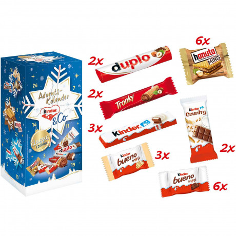 kinder & Co. Classic Adventskalender 2026, Шоколадный адвент-календарь 2026 kinder и Ferrero, 24 сладости, 295 г