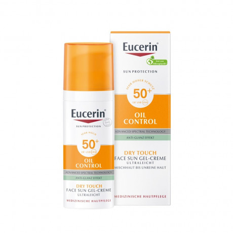 Eucerin Oil Control Face Sun Gel-Creme LSF 50+  Солнцезащитный гель-крем для лица против жирного блеска SPF 50+