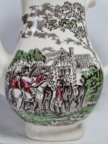 Чайники винтажные Myott \ Коллекция "The Hunter, Country Life", 2 шт., 26 см, фарфор, Англия, 1970-80гг.