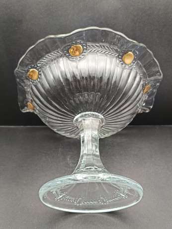 Фруктовница винтажная средняя Im Stil Walther Glas с объемным декором, стекло, 18 х 23.5 см, Германия, 1970-80гг.