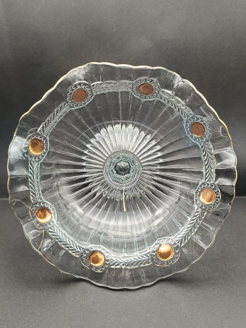 Фруктовница винтажная средняя Im Stil Walther Glas с объемным декором, стекло, 18 х 23.5 см, Германия, 1970-80гг.