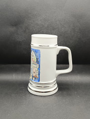 Кружка немецкая пивная винтажная Lubero / R.Nock &quot;Почетный дар муниципалитета Офтерсхайм&quot; с изображением города, 0.5 л, 18 см, фарфор, Германия, 1970-80гг.