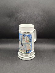 Кружка немецкая пивная винтажная Lubero / R.Nock &quot;Почетный дар муниципалитета Офтерсхайм&quot; с изображением города, 0.5 л, 18 см, фарфор, Германия, 1970-80гг.