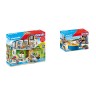 PLAYMOBIL 2er Set: 9453 Grosse Schule mit Einrichtung + 9457 Hausmeister mit Kiosk Набор из 2 предметов: 9453 Большая школа с мебелью + 9457 Дворник с киоском