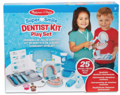 Melissa &amp; Doug Super Smile Dentist Playset, 26 Pieces, Игровой набор стоматолог для детей от 3 лет США, 26 предметов, набор зубного врача с инструментами для ролевой игры и развития моторики, разноцветный