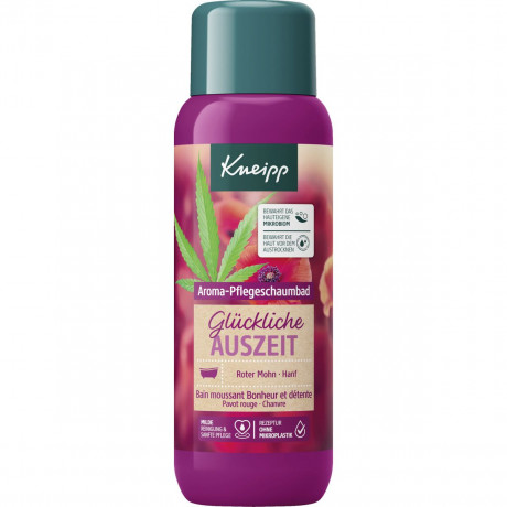 Kneipp Aroma-Pflegeschaumbad Glueckliche Auszeit, 400 ml, Kneipp ароматная пена для ванны «Счастливый отдых» с маслами красного мака и конопли, 400 мл