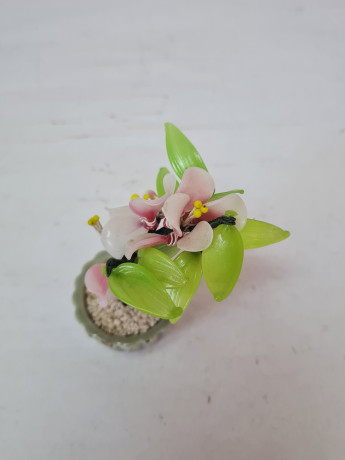 Статуэтка винтажная миниатюрная "Цветы в горшке", керамика, 10 x 9 см, Германия, 1960-70гг.