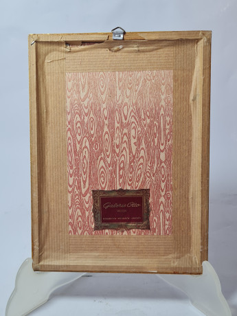 Картина в деревянной раме винтажная "Галерея Отто, Вена", 19 x 14,5 x 1,5 см, Австрия, 1970-80гг.