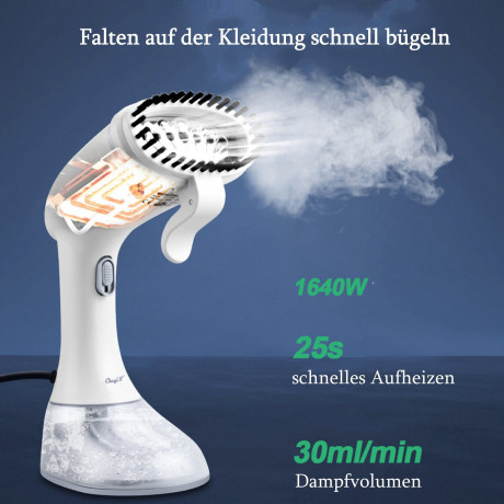 CkeyiN CkeyiN Dampfburste Handdampfburste, tragbare Haushaltsdampfburste, 1640,00 W, glatte Bodenplatte aus Edelstahl, 350ml-Wassertank Ручная паровая щетка CkeyiN, портативная бытовая паровая щетка, 1640,00 Вт, гладкая опорная пластина из нержавеющей ст