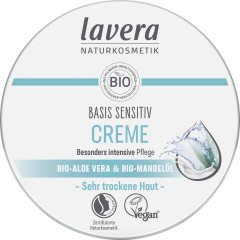 LAVERA Basis Sensitiv Creme, 150 ml, Лавера Универсальный крем Базис Сенситив, био-алоэ вера и миндаль, для лица и тела, 150 мл