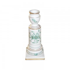 Meissen Meissen  'Neuer Ausschnitt - Indische Malerei grun Goldpunkte mit Goldrand' Leuchter 15 cm Meissen &quot;New Section - индийская роспись в зеленых золотых точках с золотым ободком&quot; подсвечник 15 см