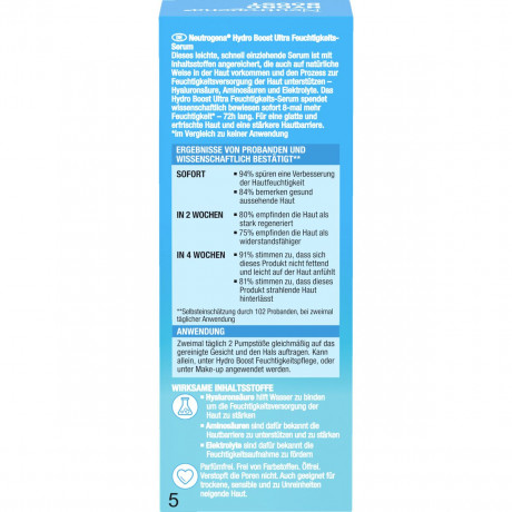 Neutrogena Hydro Boost Ultra Feuchtigkeitsserum, 30 ml, Neutrogena Hydro Boost Ультраувлажняющая сыворотка с гиалуроновой кислотой, аминокислотами и электролитами, 30 мл