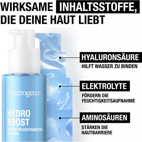 Neutrogena Hydro Boost Ultra Feuchtigkeitsserum, 30 ml, Neutrogena Hydro Boost Ультраувлажняющая сыворотка с гиалуроновой кислотой, аминокислотами и электролитами, 30 мл