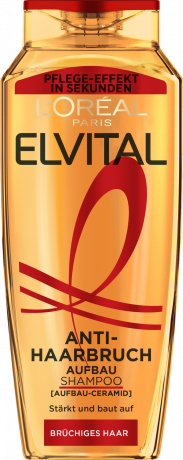 L'Oreal Paris Elvital Anti-Haarbruch Pflegendes Aufbau-Shampoo, 300 ml, Восстанавливающий шампунь с церамидом против ломкости сухих и повреждённых волос, 300 мл