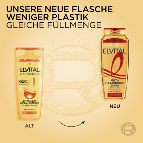 L'Oreal Paris Elvital Anti-Haarbruch Pflegendes Aufbau-Shampoo, 300 ml, Восстанавливающий шампунь с церамидом против ломкости сухих и повреждённых волос, 300 мл
